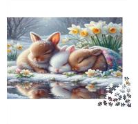 Puzzle Coniglio 1000 Pezzi 52x38cm Carta Riciclata per Adulti Sonno, Difficile, Educativo, Decompressione, Idea Regalo