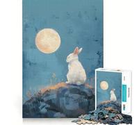 Puzzle "Coniglio Bianco sotto la Luna" per ragazzi,1000 pezzi,gioco stimolante per la mente,montaggio sicuro e stabile,attività di condivisione per i propri cari (50x75cm)