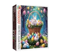 Puzzle Coniglio Di Pasqua | Puzzle Brillante 70x50 cm | Puzzle di Pasqua 1000 pezzi a tema conigli, per principianti, decorazione della casa e arte della parete di stile