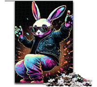 Puzzle Coniglio Neon Puzzle Impossible per adulti dimensioni 26x38cm Perfetto per decorazioni per la casa, compleanni, feste e regali