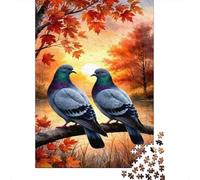 Puzzle Coppia di Piccioni Tramonto Autunnale, 1000 pezzi carta riciclata adulti, gioco educativo rilassante 52x38cm/1000pcs