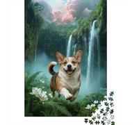 Puzzle Corgi 1000 Pezzi Per Bambini E Adulti, Gioco Di Squadra, Difficile Sfida Puzzles Con Waterfall, Idea Regalo 70x50cm/1000pcs
