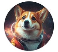 Puzzle Corgi astronauta spaziale da 1000 pezzi, puzzle rotondo da 1000 pezzi ideale per gli innamorati, perfetto regalo di Natale, Capodanno e San Valentino, 67,5x67,5 cm.
