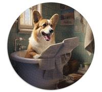 Puzzle Corgi che legge il giornale,1000 pezzi per adulti. Puzzle rotondi da 1000 pezzi per adulti. Ideale per gli innamorati,perfetto regalo di Natale,Capodanno e San Valentino. Dimensioni: