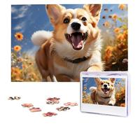 Puzzle Corgi in esecuzione da 1000 pezzi, puzzle in legno personalizzato, con immagini, decorazione per la famiglia, per adulti (75 x 50 cm)