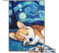 Puzzle Corgi Night Sky da 1000 pezzi per adolescenti, giochi educativi fai da te con poster abbinato e foglio di quiz per età 14+ (50x75cm)
