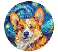 Puzzle Corgi Night Sky da 1000 pezzi, puzzle rotondo da 1000 pezzi per adulti, decorazione artistica fai da te, regalo di compleanno perfetto, 67,5x67,5 cm