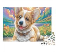 Puzzle Corgi Smiles in Spring Garden 1000 Pezzi Jigsaw - Pet Casa Per Decorazione, Adulti Per Regalo 70x50cm/1000pcs