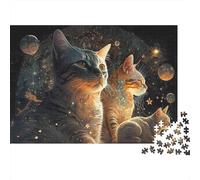 Puzzle Cosmic Cats Fantasy da 1000 pezzi con due gatti celesti nello spazio, per adulti, gioco educativo, bella decorazione, difficile e stimolante, regalo di compleanno. 38x26cm/1000pcs