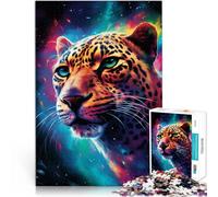 Puzzle "Cosmic Leopard" con 1 000 pezzi per adulti sfida educativa con poster e quiz abbinati, adatto per ragazzi dai 14 anni in su, 26 x 38 cm