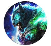 Puzzle Cosmic Warrior Wolf per adulti, puzzle rotondo da 1000 pezzi, perfetto per adolescenti e per l'arredamento della casa (67,5x67,5cm)