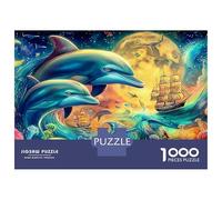 Puzzle cosmico delfini 1000 pezzi nave sotto il mare chiaro di luna puzzle giochi gioco impegnativo divertimento jogging cervello 100% cartone riciclato per bambini 52x38cm/1000pcs