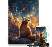 Puzzle cosmico difficile da 1000 pezzi con panda rosso e cielo stellato per adulti, giocattolo stimolante per la mente, ideale per momenti di relax, con taglio di qualità (38x52cm)