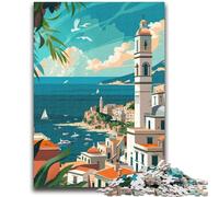 Puzzle costieri del Mediterraneo per adolescenti, 1000 puzzle, per 14+ anni, allena il tuo cervello e le tue mani, regali di Natale, 1000 pezzi (26x38cm)