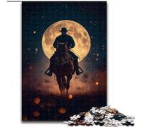 Puzzle Cowboys Under The Moon per adulti e ragazzi, 1000 pezzi, giocattolo educativo antistress, ideale come regalo per tutta la famiglia (26x38cm)