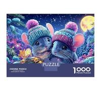 Puzzle Cozy Hamster da 1000 pezzi, topi con cappelli invernali, gioco educativo per adulti, bella decorazione, sfida, alta difficoltà, regali di compleanno, 52x38 cm/1000 pezzi