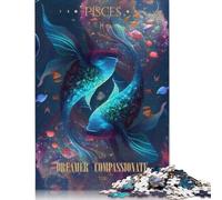 Puzzle creativo con lo zodiaco dei Pesci, puzzle di cartone premium per donne e uomini, regalo di compleanno 1000 pezzi (75x50 cm)