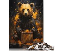 Puzzle creativo con orsetto che gioca e dipinge, 100% in cartone riciclato, per adulti, regali di Natale, 1000 pezzi (75x50 cm)