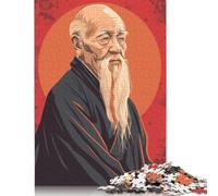 Puzzle creativo da 1000 pezzi in carta da regalo natalizia "Il filosofo di Lao Tzu" per adulti, puzzle rettangolare, gioco di sfida per l'esercizio del cervello, 1000 pezzi (38x26 cm)