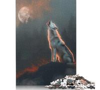 Puzzle creativo del lupo che ulula al chiaro di luna, puzzle di cartone premium per donne e uomini, regalo di compleanno 1000 pezzi (26x38 cm)