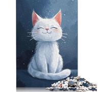 Puzzle creativo "Happy White Cat", 100% in cartone riciclato, per adulti, regali di Natale, 1000 pezzi (75x50 cm)