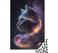 Puzzle creativo per adulti, 1000 pezzi, con gatto nella nebulosa cosmica, gioco di decompressione, 1000 pezzi (38x26 cm)