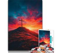 Puzzle "Croce al tramonto" per adulti, 1000 pezzi, difficile da completare ma divertente e umoristico gioco educativo per compleanni, 38x26cm
