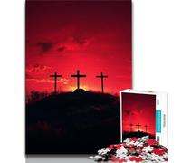 Puzzle Croce al Tramonto per Adulti e Adolescenti, Giochi Educativi, Decorazione per la Casa, Adatto per la Decorazione del Desktop, 50x75cm