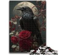 Puzzle Crow And Rose per adolescenti, 1000 puzzle, giocattoli educativi per l'apprendimento, giochi per famiglie, regali e compleanni unici (50x75cm)
