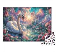 Puzzle Crowned Swan Glides by Castle 1000 Pezzi Wildlife - Giochi Educativi E Decorazione Casa, Divertente Sfida, Per Adulti 52x38cm/1000pcs