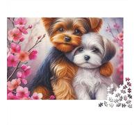 Puzzle Cuccioli Carini 1000 Pezzi Puzzle per Adulti Sfondo Floreale 38x26cm/1000pcs