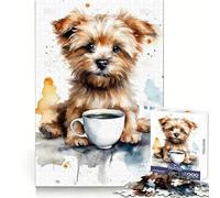 Puzzle "Cucciolo all'ora del caffè" per adulti, 1000 pezzi, gioco per allenare la mente, rilassante e divertente, idea regalo per le vacanze (38x26cm)