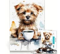 Puzzle "Cucciolo all'ora del caffè" per adulti, 1000 pezzi, gioco per allenare la mente, rilassante e divertente, idea regalo per le vacanze (38x26cm)