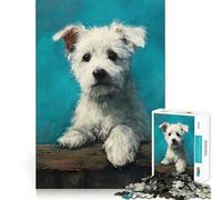 Puzzle "Cucciolo bianco su staccionata di legno" con 1000 pezzi,gioco di memoria,taglio di alta precisione,sfida interattiva per la mente per la casa (50x75cm)