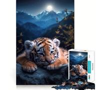 Puzzle "Cucciolo di tigre al chiaro di luna" da 1000 pezzi per adolescenti, gioco per allenare la mente, rilassante e divertente, da assemblare, regalo perfetto 38x52cm