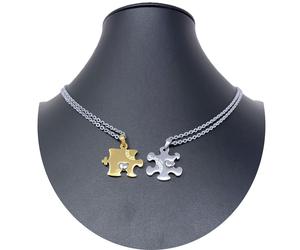 Puzzle Cuore Argen Oro Ciondolo Spezzato 2x Collana Acciaio Uomo Donna Amici A27
