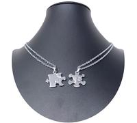 Puzzle Cuore Arge Nero Ciondolo Spezzato 2x Collana Acciaio Uomo Donna Amici A28