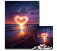 Puzzle Cuore sulla Spiaggia 1000 Pezzi per Adulti Puzzle per Adulti Rompicapo Sfidante Attività per la Famiglia Decorazione per la Casa Regalo per le Feste 1000 PZ (75x50cm)