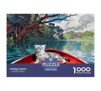 Puzzle Cute Cat 1000 Pezzi Per Bambini E Adulti, Rompicapo Con Red Boat, Difficile Sfida, Regalo Per Bambini E Adulti 70x50cm/1000pcs