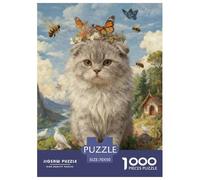 Puzzle Cute Kitten 1000 Pezzi Per Adulti E Ragazzi, Puzzles Con Butterfly Wreath, Gioco Divertente E Istruttivo, Regalo Per Adulti E Ragazzi 70x50cm/1000pcs