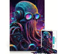 Puzzle Cyberpunk a forma di polpo da 1000 pezzi per adolescenti, gioco di logica e abilità, tempo libero, taglio preciso, (38x26cm)