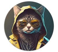 Puzzle Cyberpunk Cool Cat da 1000 pezzi per adulti, puzzle in cartone perfetti per Halloween, Natale, regalo di compleanno (dimensioni 67,5x67,5 cm)