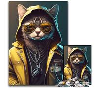Puzzle Cyberpunk Cool Cat per adulti, puzzle da 1000 pezzi difficili per adulti, per decorazioni per la casa, allenamento del cervello e regali per le feste, 26X38CM/10,23x14,96 pollici.