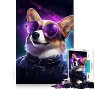Puzzle Cyberpunk Corgi da 1000 pezzi per adolescenti, gioco di logica e stimolazione mentale, passatempo rilassante, taglio preciso, regalo perfetto 50x75cm