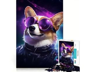 Puzzle Cyberpunk Corgi da 1000 pezzi per adolescenti, ideale per stimolare la memoria e il tempo libero, con bordi netti, un regalo perfetto 38x26cm