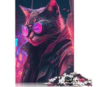 Puzzle Cyberpunk Human Cat per adulti, 520 pezzi, puzzle rettangolare in cartone, regalo per uomo, per ragazzo o ragazza, 520 pezzi (52x38 cm)