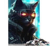 Puzzle Cyberpunk Human Cat Premium, Puzzle Rettangolare in Carta Riciclata al 100%, per Adulti e Adolescenti, 1000 Pezzi (26x38cm)