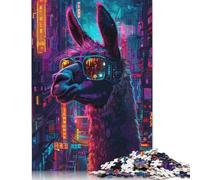 Puzzle Cyberpunk Llama Neon, puzzle di cartone premium impegnativo e stimolante per adulti e adolescenti, regalo di Natale da 1000 pezzi (75x50 cm)