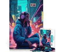 Puzzle Cyberpunk Neon Lofi da 1000 pezzi per adolescenti, ideale per rafforzare la memoria, alleviare la tensione, con bordi di qualità, regalo di Natale (38x26cm)