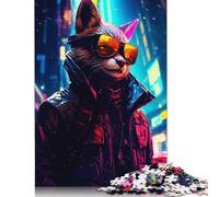 Puzzle Cyberpunk Raccoon Art, puzzle colorati e fantastici per bambini dai 12 anni in su, 520 pezzi (52x38 cm)